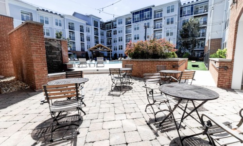 courtyard with tables and chairs